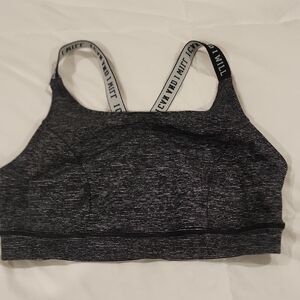 Torrid Black and White Striped Sports Bra